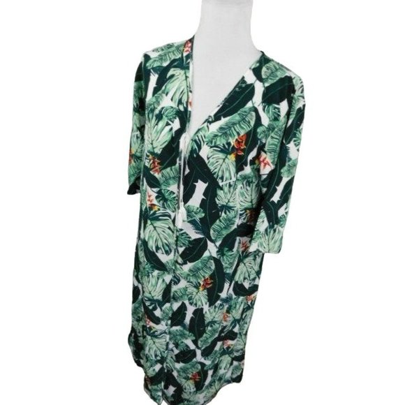 Rachel Zoe One Size Tropical Print Tassel Tie Long Jacket Top - Picture 2 of 3
